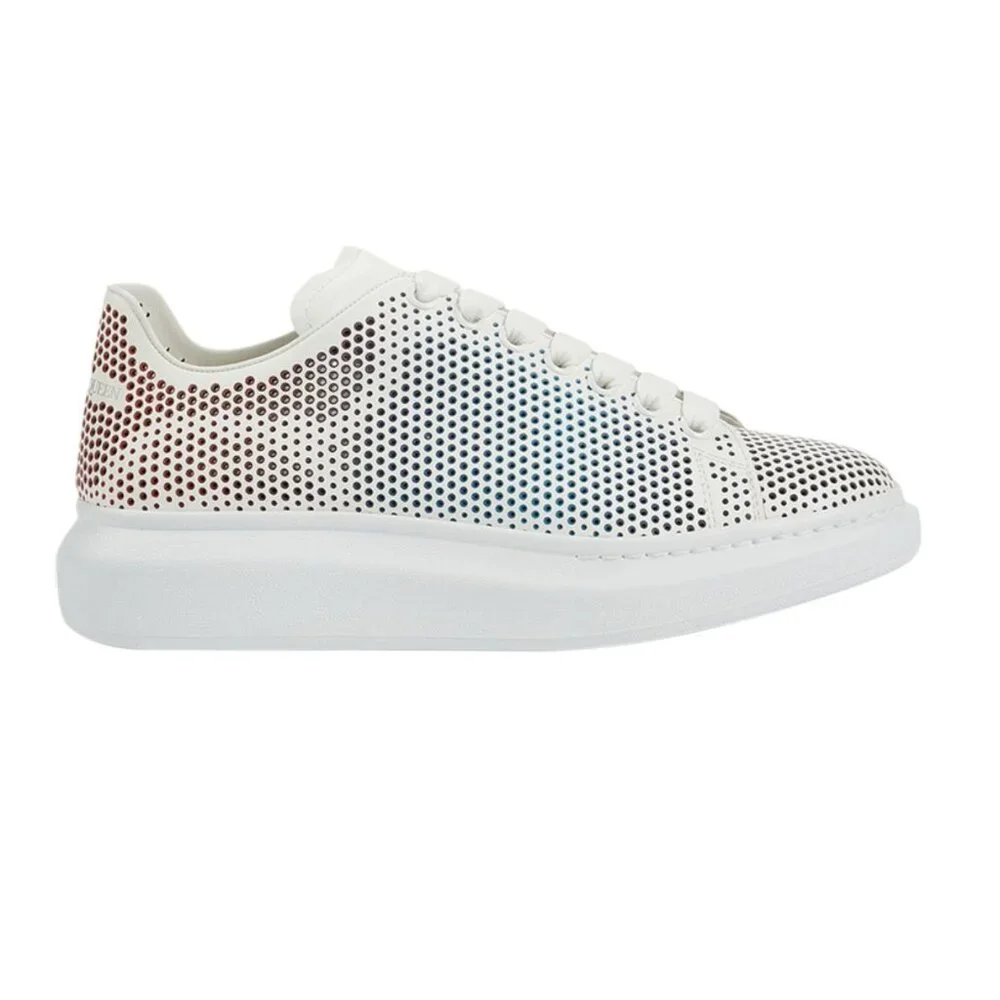 Alexander McQueen Oversized Perforated Leather Sneakers White Pink Size 37 7 - Picture 1 of 11